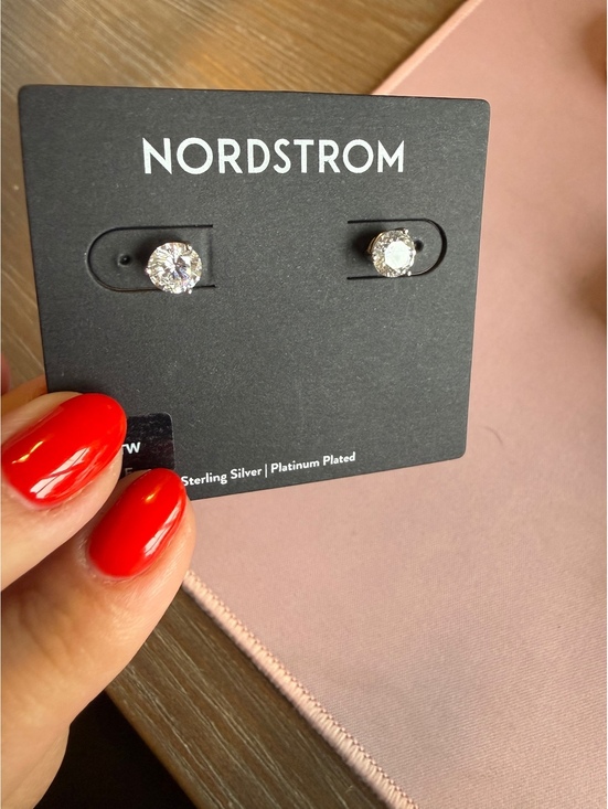Nordstrom Jewelry - Nordstrom Platinum Plated Sterling Silver Cubic Zirconia Stud Earrings 2 CTW